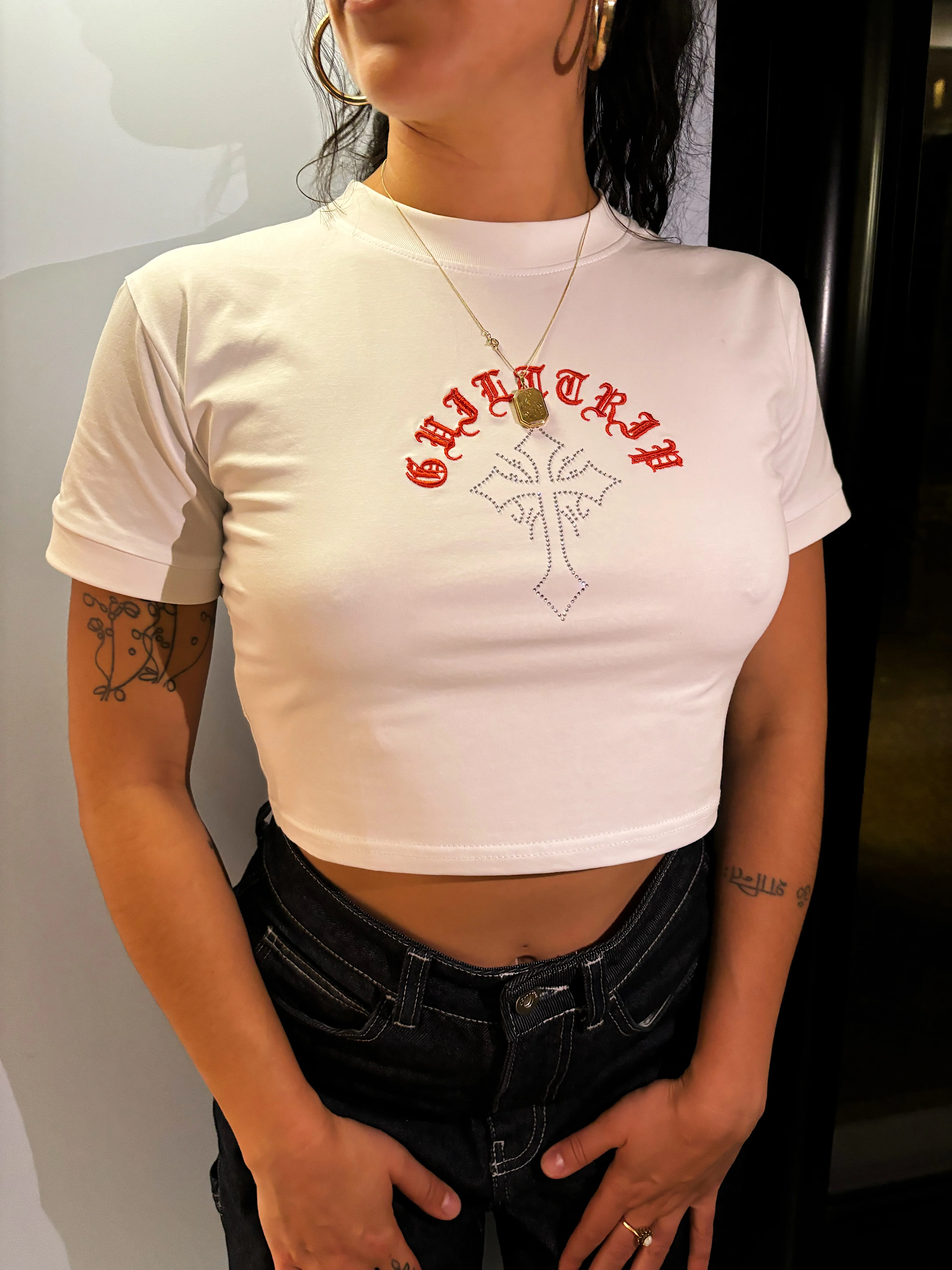 Guilt Trip Rhinestone Baby T-Shirt - Image 4
